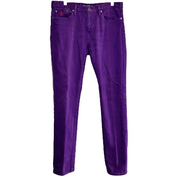 Ralph Lauren Sport Slim Straight Leg Jeans Embroidered 5 Pockets Purple 30x32 - Picture 1 of 5